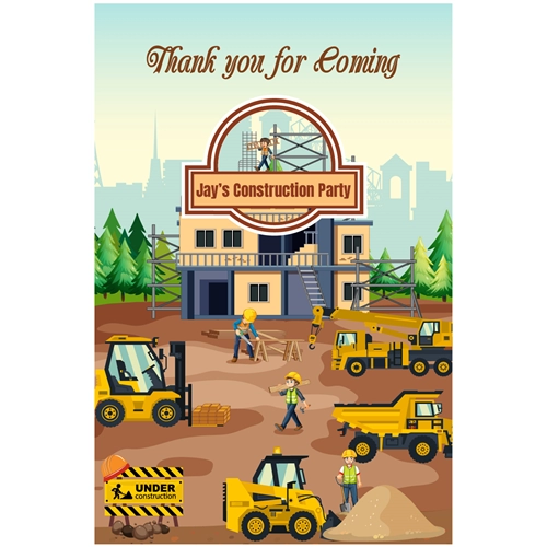 Construction Theme Thank You Cards – Plain or Personalized